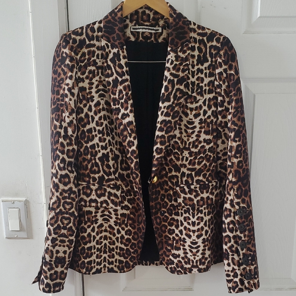 Veronica Beard Leopard Print Blazer Jacket - Brow… - image 1